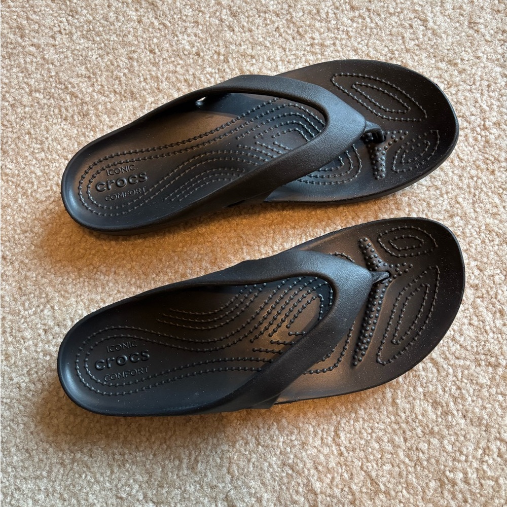 CROCS Black Sandals with Textured Footbed